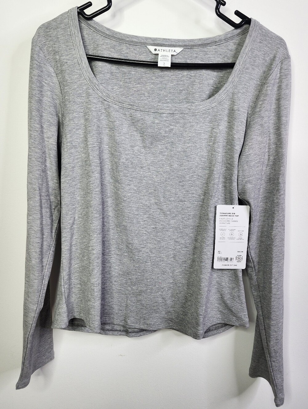 Signature Rib Square Neck Top, Large STRETCHY!!